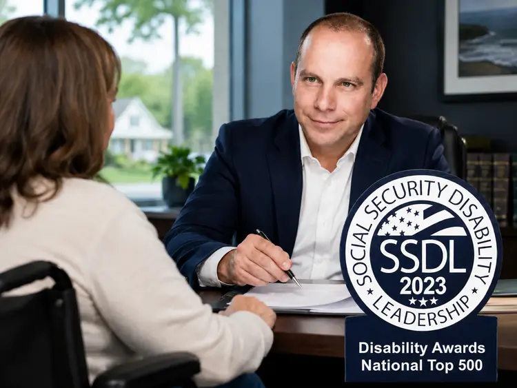 Social Security Disability lawyer helping a client